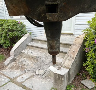 Demolition & excavation of old concrete stairs, MA, CT