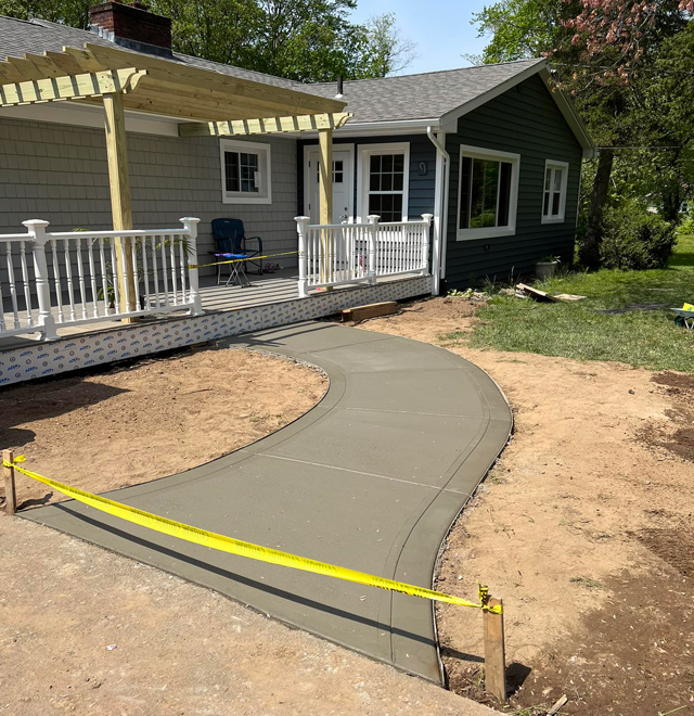 Concrete walkway & sidewalk construction, repairs, MA, CT